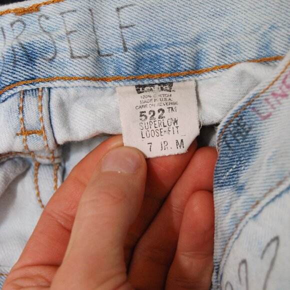 Vintage 90s Levis Hand Drawn Jeans (7) light wash acid wash diy distressed 522 - Picture 10 of 10